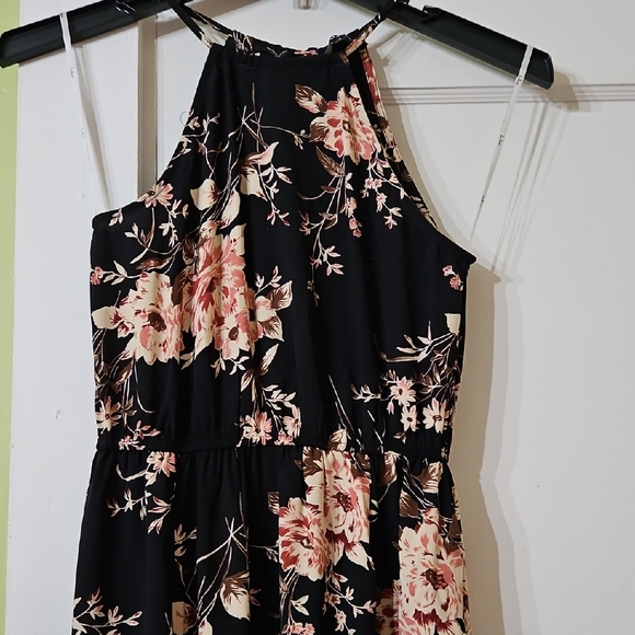 Lulus Dresses & Skirts - Lulu's Black and Pink Floral Backless Dress